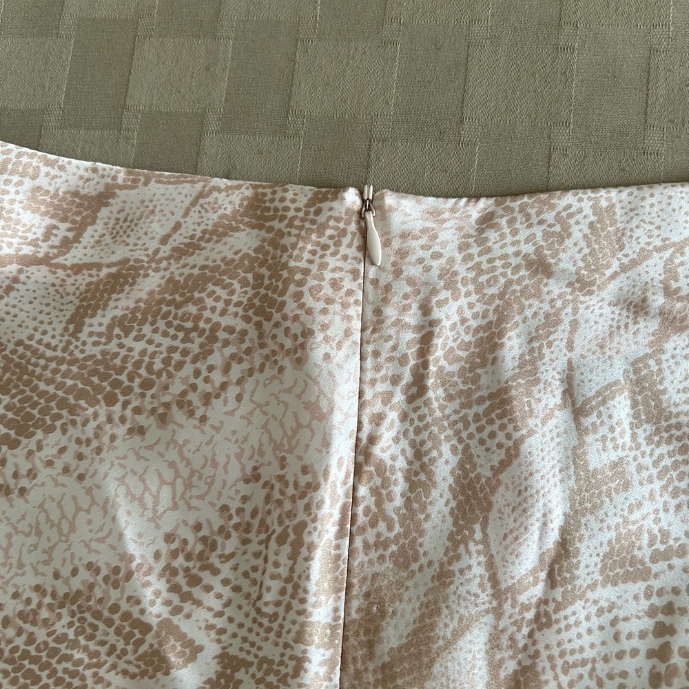 Amanda Uprichard Paulina Snake Print Slip Silk Skirt in Champagne Pink Snake - Picture 5 of 9